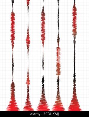 Vektordarstellung zum Thema seismische Aktivität, Schwingungen und Wellen Stock Vektor