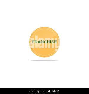 Schreiben Franchise in einem Cremekreis. Vor dem Franchise-Artikel befindet sich ein kreisförmiges Glas. Stock Vektor