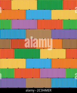 Vektordarstellung realistischer Transportbehälter. Darstellung nahtlos in alle Richtungen Stock Vektor