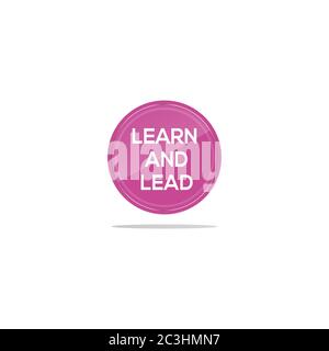 Schreiben lernen und führen in einem rosa Kreis. Vor dem Artikel „Lernen und Fütschen“ befindet sich ein kreisförmiges Glas. Stock Vektor