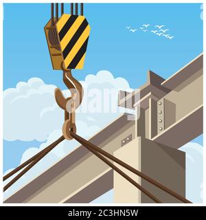 Vektordarstellung zum Thema Hochhausbau und Baumaschinen Stock Vektor