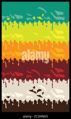 Set von stilisierten Vektor-Illustration Flecken simulieren verschiedene Flüssigkeiten. Nahtlos horizontal, wenn nötig Stock Vektor