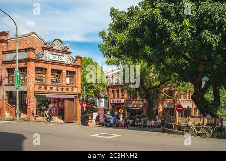 Shenkeng, Taiwan - 19. Juni 2020: Shenkeng Old Street, eine Straße in New Taipei Stadt berühmt für köstliche Tofu-bezogene Speisen und nostalgische Taiwan-Gefühl. Stockfoto