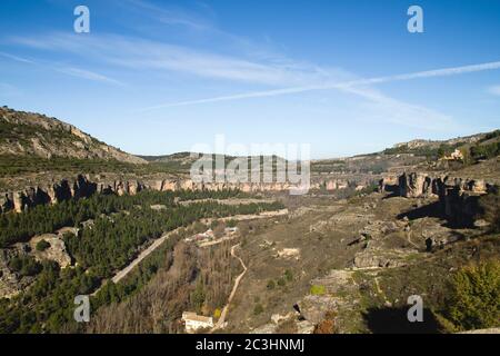 Jucar Flussschlucht Landschaft in Cuenca, Spanien Stockfoto