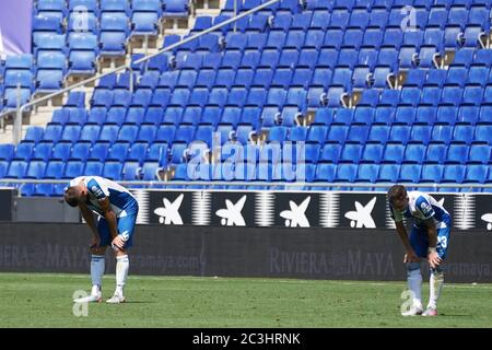 Barcelona, Spanien. Juni 2020. Spanische Fußballspiel La Liga Espanyol gegen Levante im Cornella-El Prat Stadion, Barcelona, 20. Juni 2020 La Liga/Cordon Pressequelle: CORDON PRESS/Alamy Live News Stockfoto