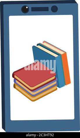 Online-Lektüre von Vektoren. App für Smartphone wird gelesen. E-Reading und Online-Bibliothek Stock Vektor