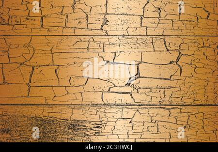 Verzweifelt Overlay goldenen Holzplanke Textur, Grunge Hintergrund. Abstrakte Halbton Vektor-Illustration Stock Vektor