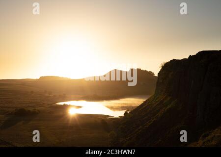 Steel Rigg, Northumberland, bei Sunrise Stockfoto