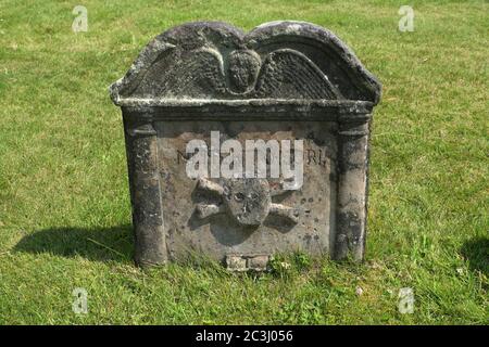 Grabstein in der Melrose Abbey in den schottischen Grenzen Stockfoto