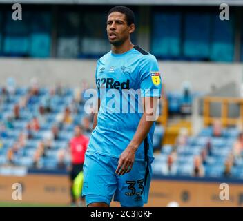 LONDON, Vereinigtes Königreich, JUNI 20: Curtis Davies von Derby County während der EFL Sky Bet Championship zwischen Millwall und Derby County im Den Stadium, London am 20. Juni 2020 Credit: Action Foto Sport/Alamy Live News Stockfoto