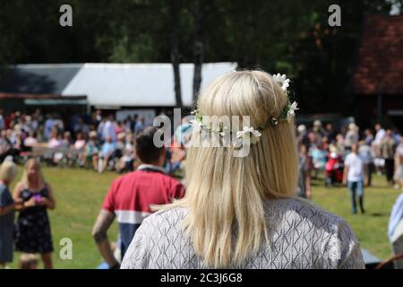 Die traditionelle schwedische Mittsommerfeier in Schweden hieß Midsommar Stockfoto