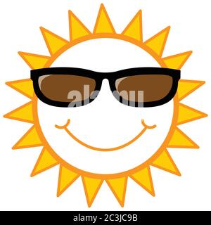 Smiley Sun Icon mit Sonnenbrille, Vektorgrafik Stock Vektor