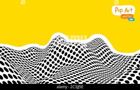 Abstraktes op Art Vektor Illustration, gelb orange Hintergrund. Pop Art Illustration Halbtonkurve 3d Illustration. Stock Vektor