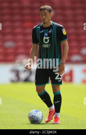 MIDDLESBROUGH, ENGLAND, 20. JUNI - Connor Roberts von Swansea City während des Sky Bet Championship-Spiels zwischen Middlesbrough und Swansea City im Riverside Stadium, Middlesbrough am Samstag, den 20. Juni 2020. (Kredit: Mark Fletcher, Mi News) Kredit: MI Nachrichten & Sport /Alamy Live Nachrichten Stockfoto