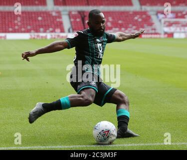 MIDDLESBROUGH, ENGLAND, 20. JUNI - Aldo Kalulu von Swansea City während des Sky Bet Championship-Spiels zwischen Middlesbrough und Swansea City im Riverside Stadium, Middlesbrough am Samstag, 20. Juni 2020. (Kredit: Mark Fletcher, Mi News) Kredit: MI Nachrichten & Sport /Alamy Live Nachrichten Stockfoto