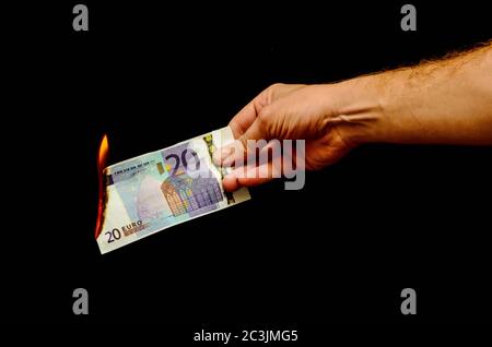 Europäische Euro Banknote Geld Währung und Rechten Stockfoto