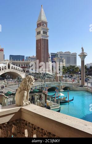 LAS VEGAS, NV - 6 JUN 2020- Außenansicht des Venetian Las Vegas, einem Luxushotel und Casino, in Las Vegas, Nevada, eine Nachbildung von Venedig, Stockfoto