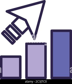 Statistikleisten mit Vektor-Illustration im Stil von Pfeil-Linien Stock Vektor