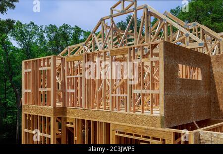 Innenansicht eines Dachgeschosshauses im Bau Haus Rahmen Stockfoto