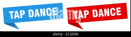Tippen Sie auf Tanz Banner. Tippen Sie auf Tanz Sprechblase Label Set. Tippen Sie auf Tanz Zeichen Stock Vektor
