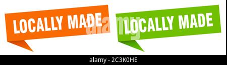 Lokal gemachtes Banner. Lokal gemachtes Sprechblasenetikett. Lokal gemachtes Schild Stock Vektor