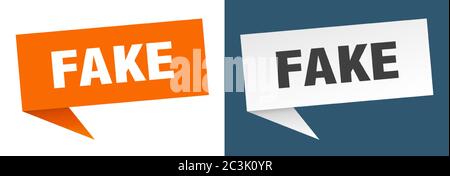 Fake Banner. Fake Rede Blase Label-Set. Fake Zeichen Stock Vektor