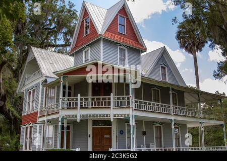 Das historische viktorianische Haus May-Stringer aus der Mitte des 19. Jahrhunderts in Brooksville, FL Stockfoto