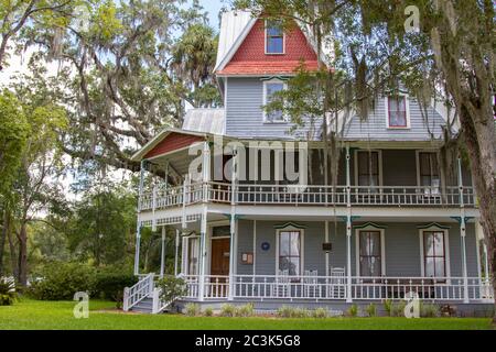 Das historische viktorianische Haus May-Stringer aus der Mitte des 19. Jahrhunderts in Brooksville, FL Stockfoto