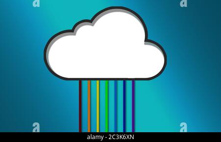 Cloud Computing Konzept mit Netzwerkkabel, 3d Rendering Stockfoto