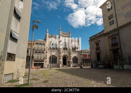 Fassade des Real Portuguese Cabinet of Reading Building in Rio de Janeiro Stockfoto