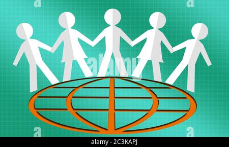 Menschen halten Hand für Weltfrieden und Freundschaft Konzept, 3D-Rendering Stockfoto