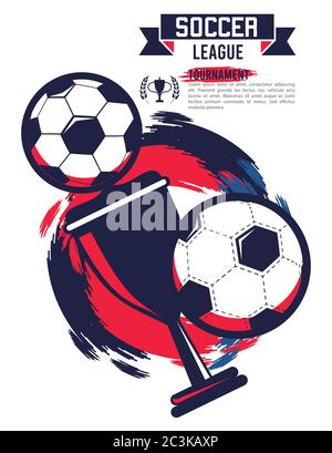 Fußball Liga Sport Poster mit Ballons und Trophäe Cup Vektor Illustration Design Stock Vektor