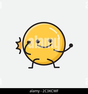 Eine Illustration von Niedlichen gelben Emoticon Maskottchen Vektor-Charakter in flachen Design-Stil Stock Vektor