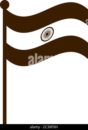 Happy Unabhängigkeit Tag indien, Flagge in Pole National Symbol Vektor Illustration Vektor Illustration Silhouette Stil Symbol Stock Vektor