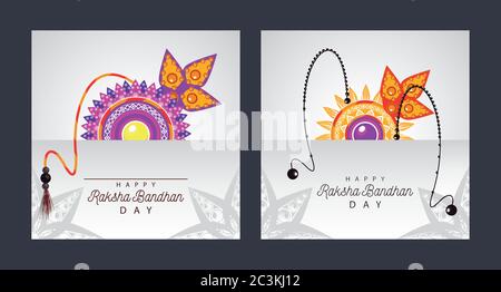 Indien Raksha Bandhan Blumen Dekoration Rahmen Vektor Illustration Design Stock Vektor