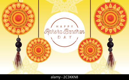 Indien Raksha Bandhan Blumen Dekoration Rahmen Vektor Illustration Design Stock Vektor