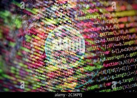 Web-Programmierung Funktionen auf Laptop auf Laptop. IT-Geschäft. Python Code Computer Bildschirm. Design-Konzept für mobile Anwendungen. Stockfoto