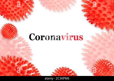 CORONAVIRUS Text auf weißem Hintergrund. Covid-19 oder Coronavirus Konzept Stockfoto