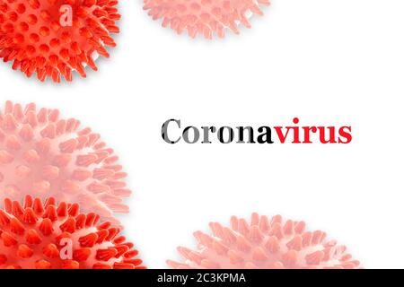CORONAVIRUS Text auf weißem Hintergrund. Covid-19 oder Coronavirus Konzept Stockfoto