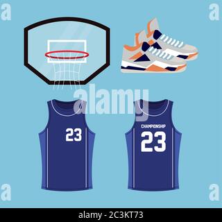 Set von Basketball-Symbole, enthält solche Symbole wie Korb, Schuhe, Shirts Stock Vektor