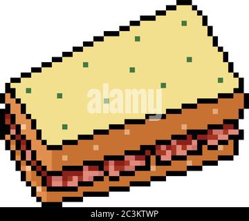 vektor Pixel Art Sandwich isoliert Cartoon Stock Vektor