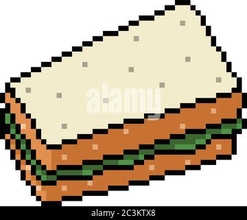 vektor Pixel Art Sandwich isoliert Cartoon Stock Vektor