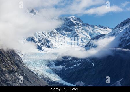 Blick auf den majestätischen Aoraki Mount Cook vom See Matheson, Neuseeland Stockfoto