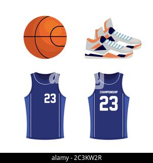 Set von Basketball-Symbole, enthält solche Symbole wie Ball, Schuhe, Shirts Stock Vektor