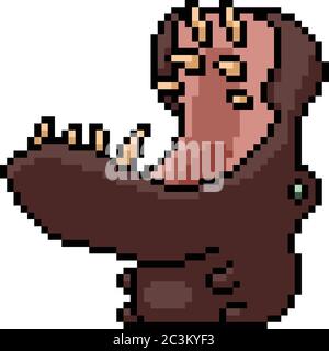 vektor Pixel Kunst Hippopotamus isoliert Cartoon Stock Vektor