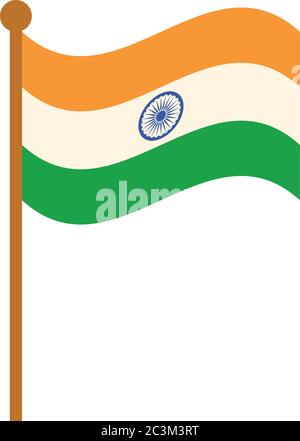Happy Unabhängigkeit Tag indien, Flagge in Pole National Symbol Vektor Illustration Vektor Illustration flache Stil Symbol Stock Vektor