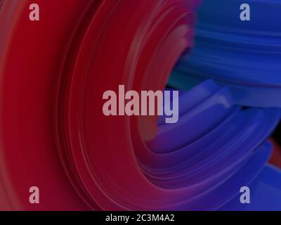 Abstrakter roter und blauer Hintergrund mit glatten Linien. 3D-Rendering Stockfoto