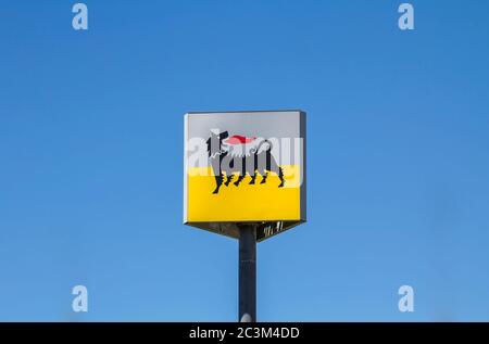 Nordlingen, Deutschland : AGIP-Tankstelle. AGIP - italienische Ölgesellschaft und war eine Tochtergesellschaft des multinationalen Mineralölkonzerns Eni. Stockfoto