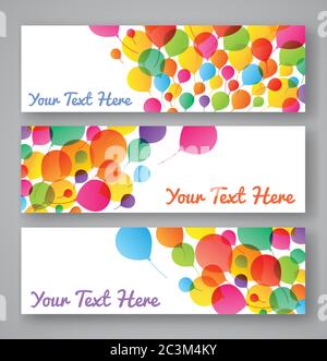 Set von bunten Ballons Banner, Vektor Stock Vektor