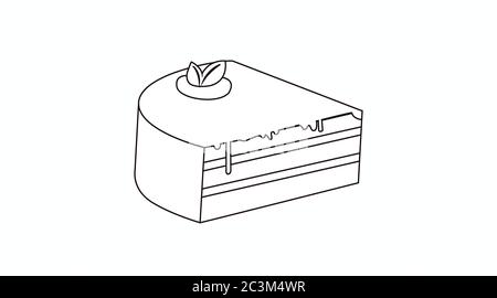 Schwarz und Weiß Vektor isoliert Illustration eines Stückes Kuchen Stock Vektor